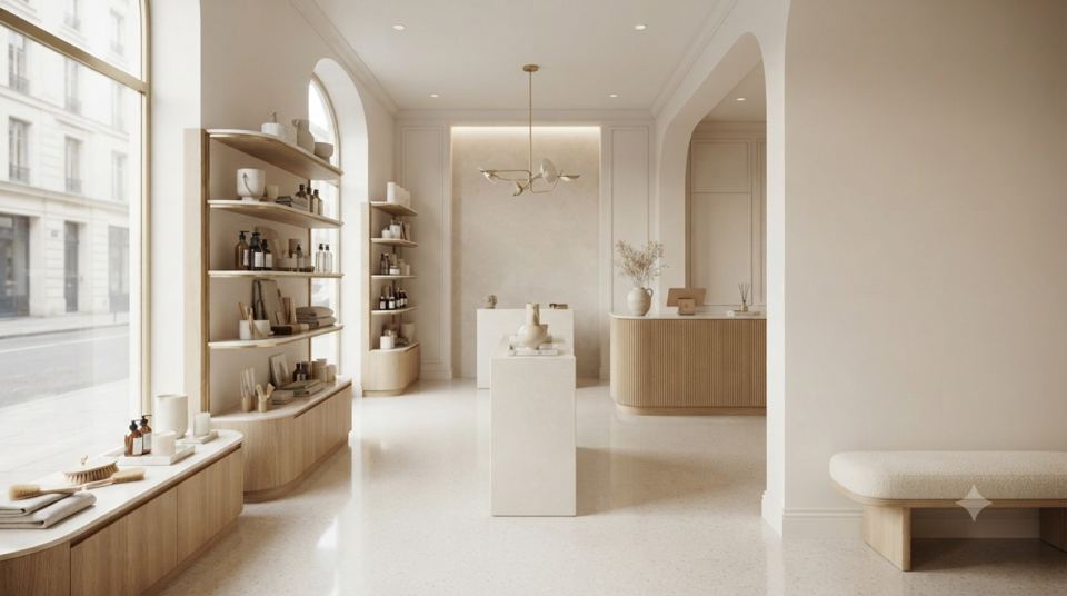 A tidy boutique with spotless display shelves